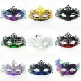 thumbnail image 3 of Masquerade Mask For Women, Colorful Painting Rhinestone Inlaid Metal Half Face Cover Cosplay Costume For Cosplay Theme Party, 3 of 7