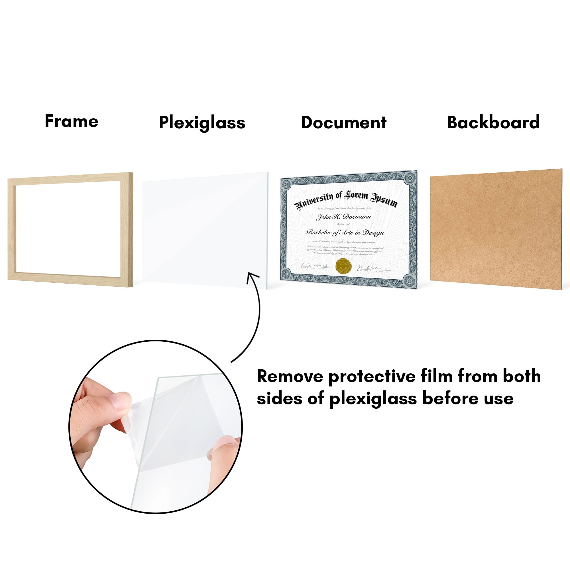 Americanflat 8.5x11 Diploma Frame with Polished Plexiglass 5 Pack Legacy Collection Certificate - Natural Oak