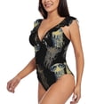 thumbnail image 4 of Uemuo Jellyfish Pattern Women's Tummy Control Swimsuits Slimming One Piece Bathing Suit Ruffle V Neck Swimwear-, 4 of 8