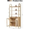 thumbnail image 2 of Farmhouse Bookshelf with Open Shelves & Storage Cabinet, 71 Inch 6-Tier Tall Bookcase with Arched Acrylic Door, Freestanding Book Dispaly Shelf Cabinet for Living Room, Home Office (Natural), 2 of 18