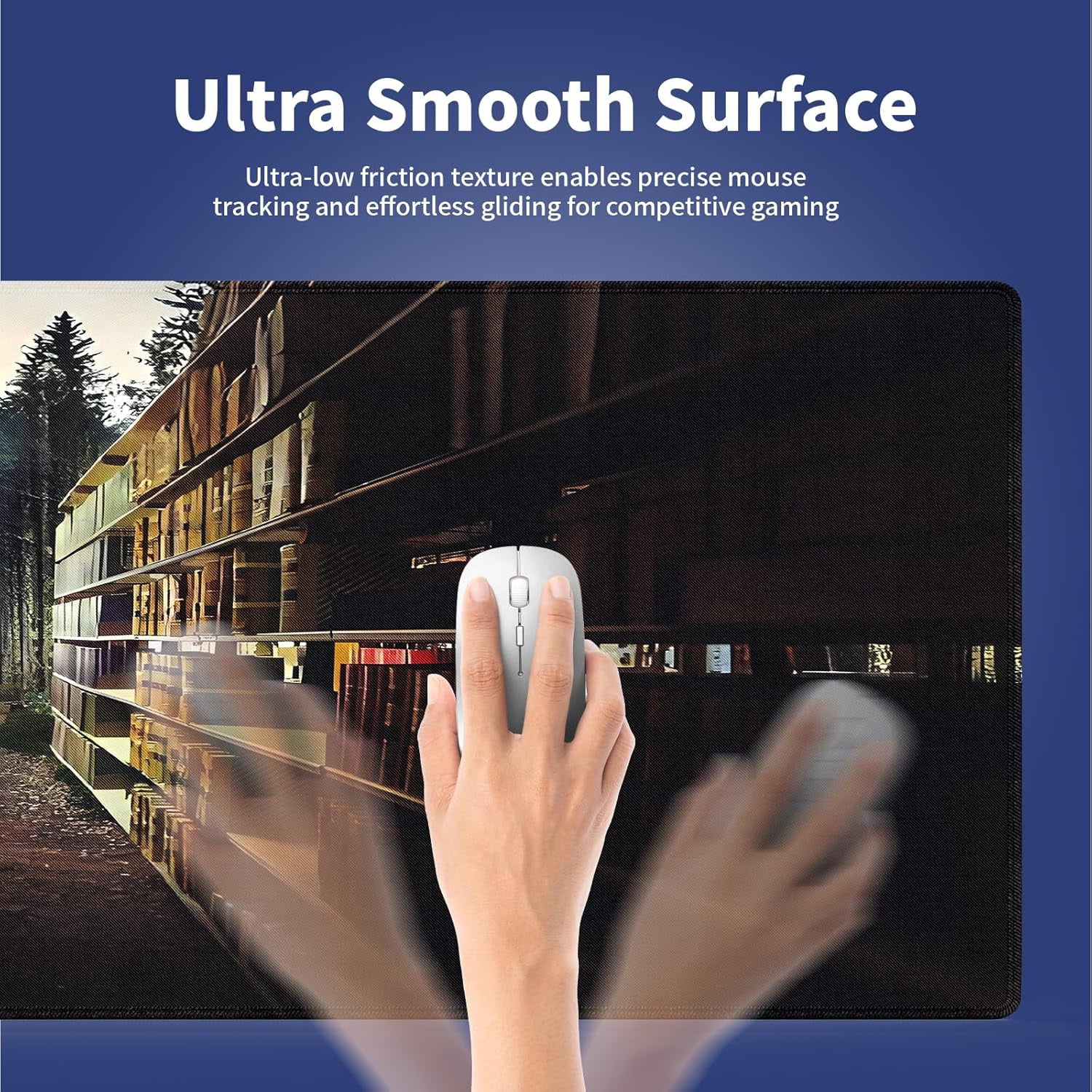 Extra Large Gaming & Office Mouse Pad (31.5" x 11.8") – Vintage Bookshelf Library in Forest Academic Themed, Premium Anti-Slip XXL Desk Mat with Durable Stitched Edges