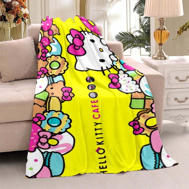Hello Kitty Couverture Dessin Animé Kawaii Couverture Douce Confortable Chaude Couverture Cadeau Fille LS