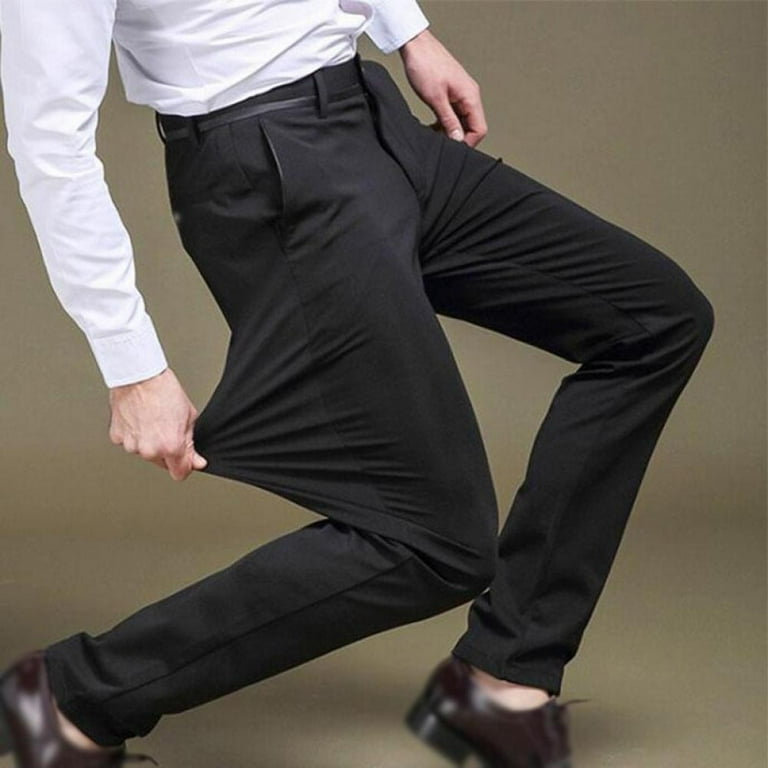 Mens Casual Stretch Khaki Pant,Classic Fit High Waist Casual Pants  Wrinkle-Resistant Flat-Front Chino Pant Dress Pants for Working Business  Occasion