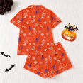 thumbnail image 3 of Tisuna Halloween Pajamas Set For Kids Girls Comfort Fit Skeleton Print Short Sleeve Tops And Shorts Sleepwear Toddler And Teens Children Festival Party Homewear Set Size 3-4 Years Red, 3 of 6