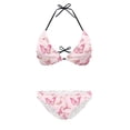 thumbnail image 2 of COEQINE Women's High Cut Bikini Sets Allover Print Adjustable Spaghetti Strap Bathing Suits Pink Gold Butterfly Cheeky Spandex 2 Piece Swimwear for Spas Tanning Salons, XL, 2 of 7