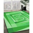 thumbnail image 3 of Ahgly Company Machine Washable Indoor Round Transitional Neon Green Area Rugs, 4' Round, 3 of 7
