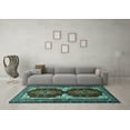 thumbnail image 3 of Ahgly Company Machine Washable Indoor Rectangle Persian Turquoise Blue Traditional Area Rugs, 7' x 10', 3 of 4
