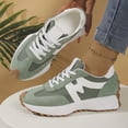 thumbnail image 3 of Rokment Women's Orthopedic Platform Running Walking Shoes Comfortable Vintage Casual Color Block Suede Flatform Mid Heel Tennis Skate Fashion Sneakers Spring Fall Green Size 6.5, 3 of 6