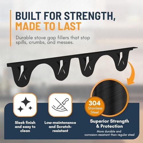 Stainless Steel Stove Gap Covers (2 Pack) Adjustable Length 13.8" to 27.5" Stove Gap Covers Stainless Steel, Steel Adjustable Stove Gap Covers, Counter, Oven & Stove Gap Filler