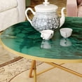 thumbnail image 3 of HLR 31.4" Round Coffee Table for Living Room, Wood Marble Green Side Table, Modern Center Table, 3 of 8