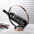 thumbnail image 4 of Metal Single Tabletop Wine Rack – Freestanding Countertop Decorative Wine Bottle Holder, Unique Wine Gifts and Accessories for Wine Lovers (Oil Rubbed Bronze), 4 of 15