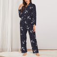 thumbnail image 2 of Pajamas for Women Set - cute white anchor dots navyblue Comfy Long Sleeve Button Up Pajama Sets for Women 2 Piece, Soft Sleepwear Nightwear Pjs Lounge Sets for Women with Pockets, 2 of 6