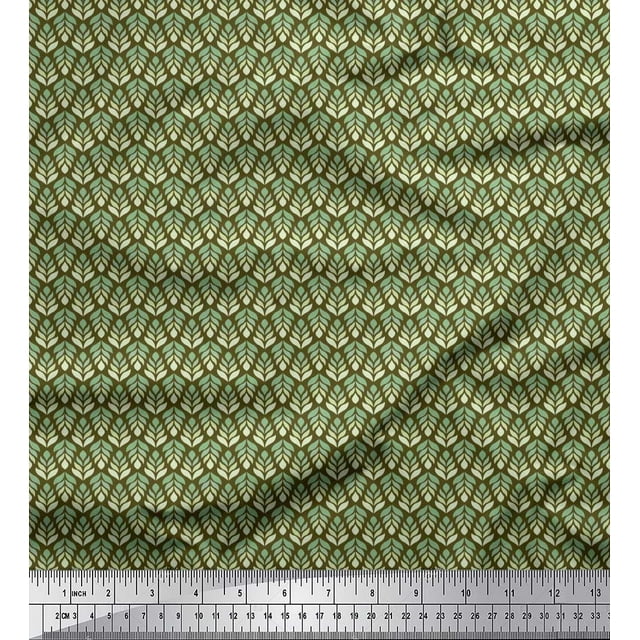 Soimoi Poly Georgette Fabric Leaves Small Printed Fabric 1 Yard 42 Inch Wide