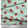 thumbnail image 2 of Soimoi Green Cotton Poplin Fabric Leaves & Rose Floral Print Fabric by the Yard 56 Inch Wide, 2 of 3