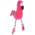 thumbnail image 4 of POPETPOP Pet Squeak Rope Toy Corduroy Plush Flamingo Shape Teeth Clean Stuffed Interactive Toy (Pink), 4 of 6