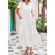 thumbnail image 5 of Vestido de verano KIRUNDO 2025, cuello en V, plisado, holgado, blanco, 5 of 9