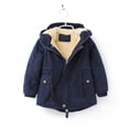 thumbnail image 2 of YOUYEDIAN Kids Boys Girls Coats Winter Thicken Coat Solid Hooded Jacket Toddler Thick Warm Outwear Girls Boys Jackets Navy 6-7 Years, 2 of 6