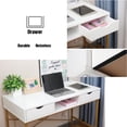 thumbnail image 3 of JJS 40' Writing Desk with Power Outlet, Home Office Contemporary Large Computer Desk Laptop Workstation with Drawer USB Ports Charging Station, White/Golden, 3 of 8