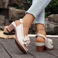 thumbnail image 4 of Rokment Women's Flower Platform Dressy Sandals for Ladies Summer Fashion Casual Floral Leather Open Toe Chunky Block High Heels Slingback Dress Pumps Beige Size 6, 4 of 8