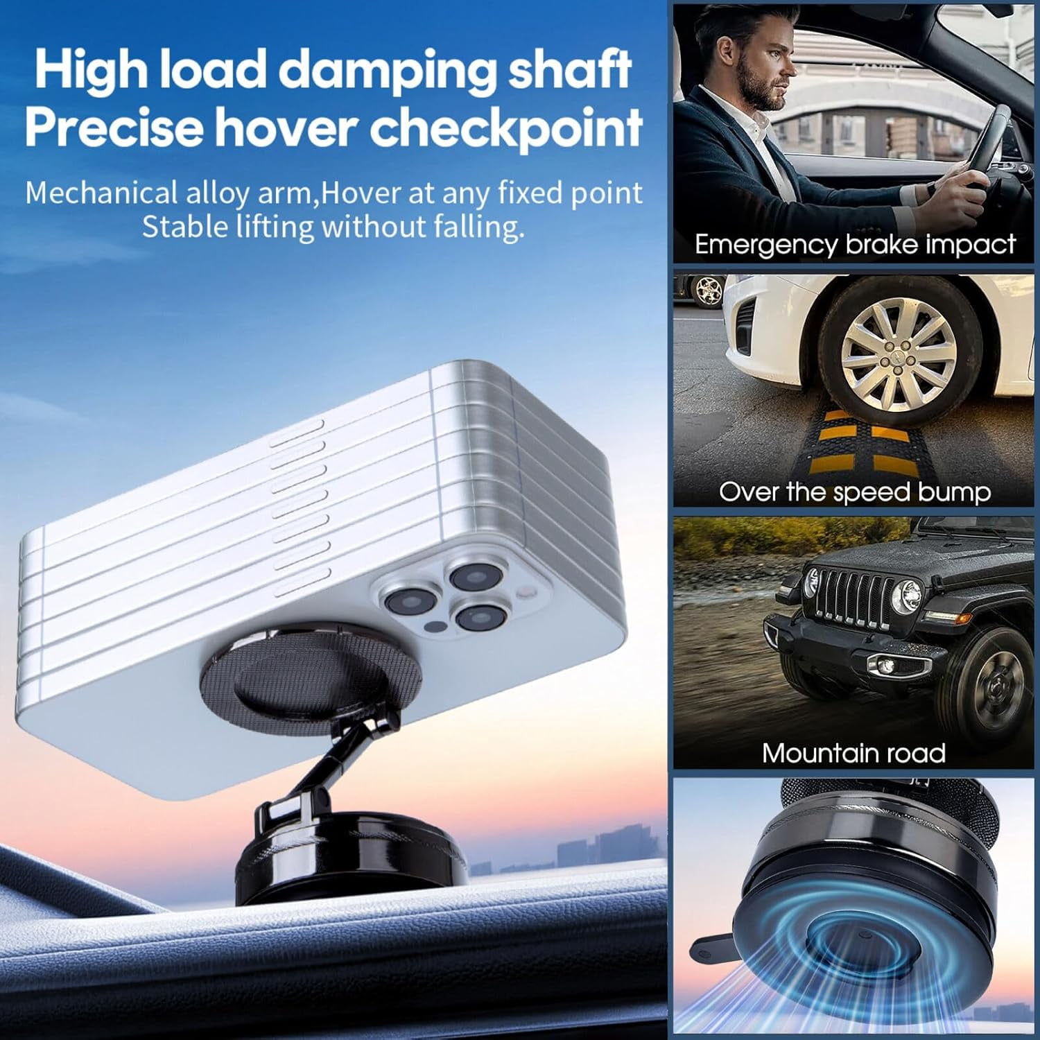 Sasiedom for Magsafe Car Mount, 360° Vacuum Magnetic Car Phone Holder, Suction Cup Phone Mount & 2400gf Magnet for iPhone Android, Universal Phone Mount for Car/Gym/Mirror