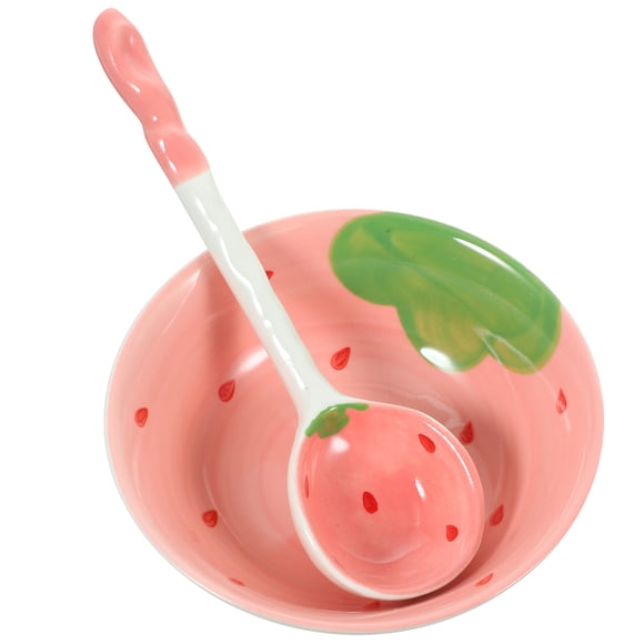 1 Set Cute Fruits Themed Bowl Spoon Kit Decorative Soup Bowl Ceramic Bowl