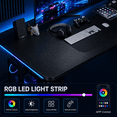 thumbnail image 3 of GTPLAYER  55" Large RGB Sturdy Gaming Desk with Mouse Pad T-Shaped Office Chair Computer Desk Spacious Work Surface Table, Black, 3 of 8