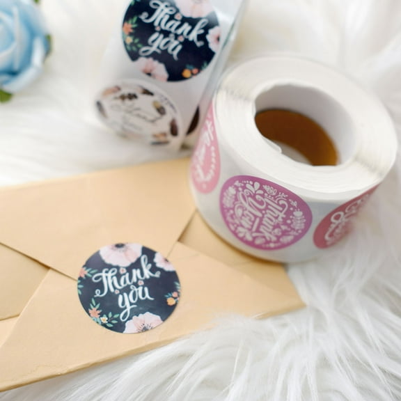 Balsa Circle 1000 Thank You Stickers Assorted 1.5 In Round Self Adhesive Roll Labels DIY Craft Party Favors Decoration Supplies