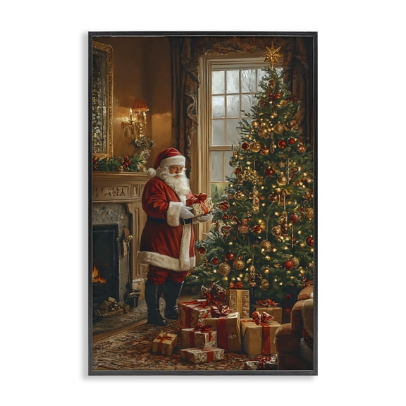 Stupell Industries Traditional All Decorated Santa's Tree Black Framed Giclee Art, 12 x 18, by Franklyn Gregory