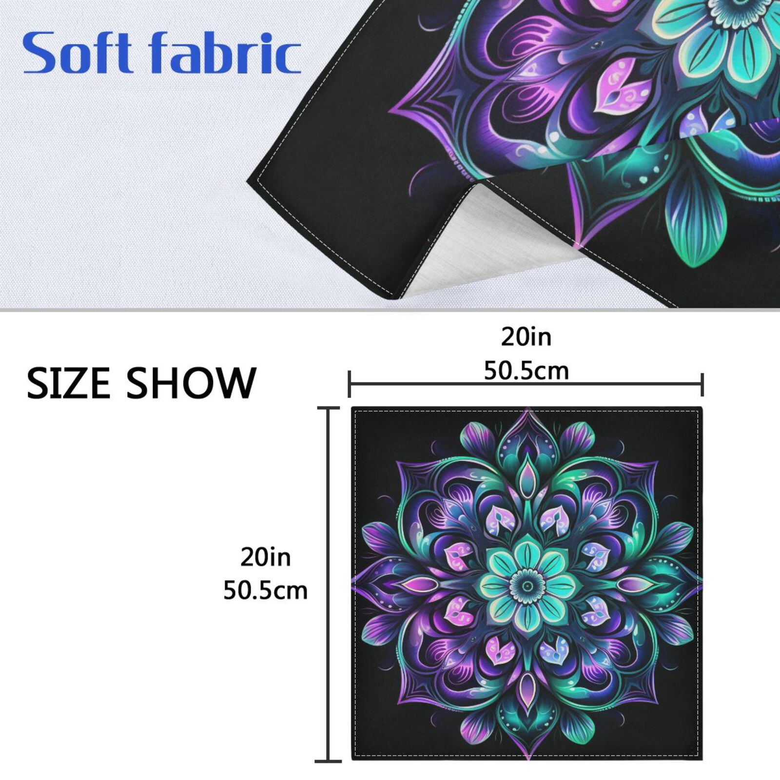 JSTEL Arabesque Mandala Flower Cloth Napkins Set of 6, 20x20 Inch Washable and Reusable Napkin for Decoupage Dinner Party Everyday Use