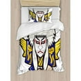 thumbnail image 3 of Kabuki Mask Duvet Cover Set Queen Size, Character with Kimono Costume Orient Elements Edo Era Arts Theater Play Print, Decorative 3 Piece Bedding Set with 2 Pillow Shams, Multicolor, by Ambesonne, 3 of 3