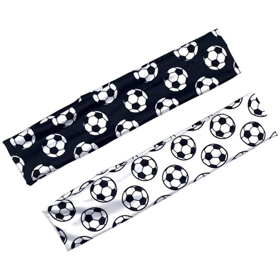 2Pcs Sports Hair Bands Soccer Pattern Headbands Comfortable Sweat Bands Portable Hair Bands
