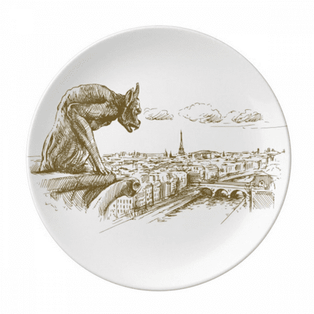 

Monster Landmark Sketch Landscape Plate Decorative Porcelain Salver Tableware Dinner Dish