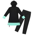 thumbnail image 2 of TiaoBug Kids Girls Swimwear Hijab Burkini Full Cover Tshirts Dress With Long Pants Swimsuits Black 5-6, 2 of 7