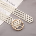 thumbnail image 5 of Women Bridal imitation pearl Belt White imitation Beaded Crystal Rhinestone Retro Waist Belt for Wedding Dress, 5 of 5