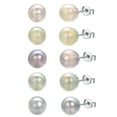 thumbnail image 2 of Vissen 8mm pearl fashion stud earrings for women cute lightweight small hoop earrings silver plated post stud earrings, 2 of 3