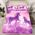 thumbnail image 2 of Erosebridal Ensemble de Draps de Lit Licorne Rêveuse Taille Simple, Draps de Lit Ciel Étoilé Mystique Simple, Violet, 3 Pcs, 2 of 7