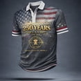 thumbnail image 2 of 4th of July Polo Shirts for Men's 250th Anniversary Patriotic Graphic Shirt Fashion Trend Classic Loose Plus Size Casual Shirt Grey L, 2 of 3