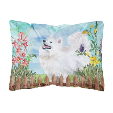 Carolines Treasures CK1253PW1216 Samoyed Spring Canvas Fabric Decorative Pillow  12H x16W multicolor