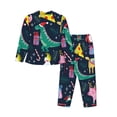 thumbnail image 2 of Kll Cute Funny Animals Print Women'S Long Sleeve Pajamas With Pants Sleepwear Loungewear 2 Set-Small, 2 of 9