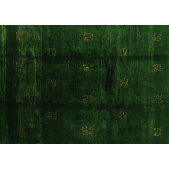 Ahgly Company Indoor Rectangle Abstract Green Contemporary Area Rugs, 8' x 10'