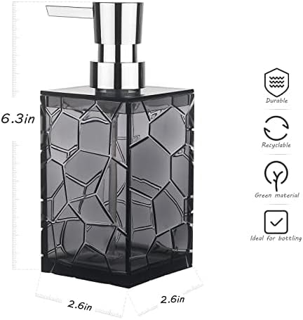 2 Pack Clear Grey Rust Proof Soap Dispenser, Acrylic Plastic Hand Soap Lotion Dispenser Set for Bathroom&Kitchen