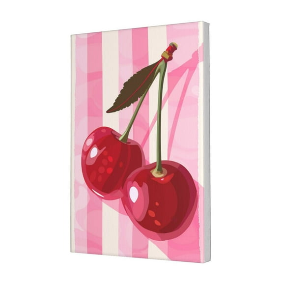 12x18 inch Canvas Hanging Picture Red Cherry,Rustic Home Living Room,Yard,Bathroom,Study Wall Decor Paintings Prints,Funny Gift For Cherry Enthusiast,Modern Art Red Cherry Decor Canvas Poster