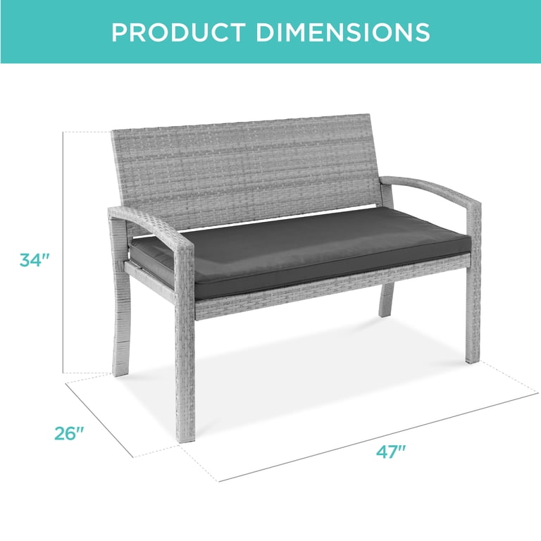 Best Choice Products 2-Person Wicker Bench, 700lb Capacity photo 2