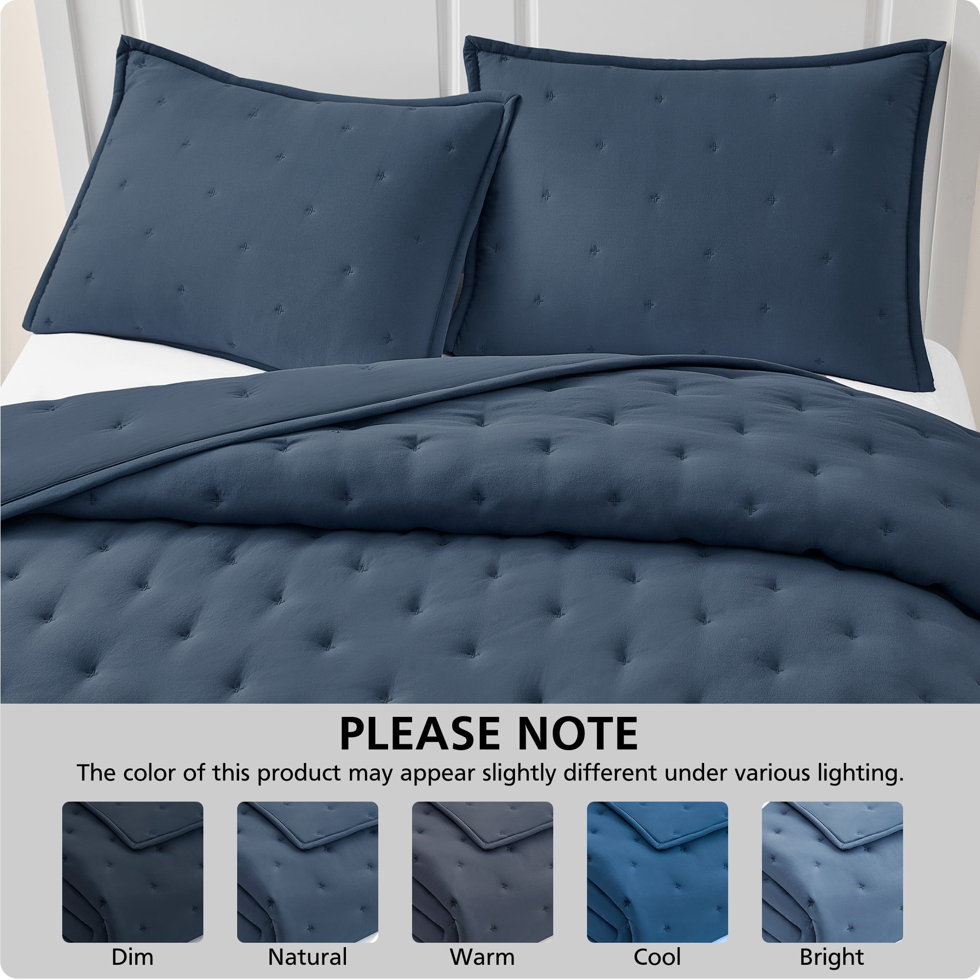 Mainstays King Comforter Set, All-Season, 3-Piece, Navy