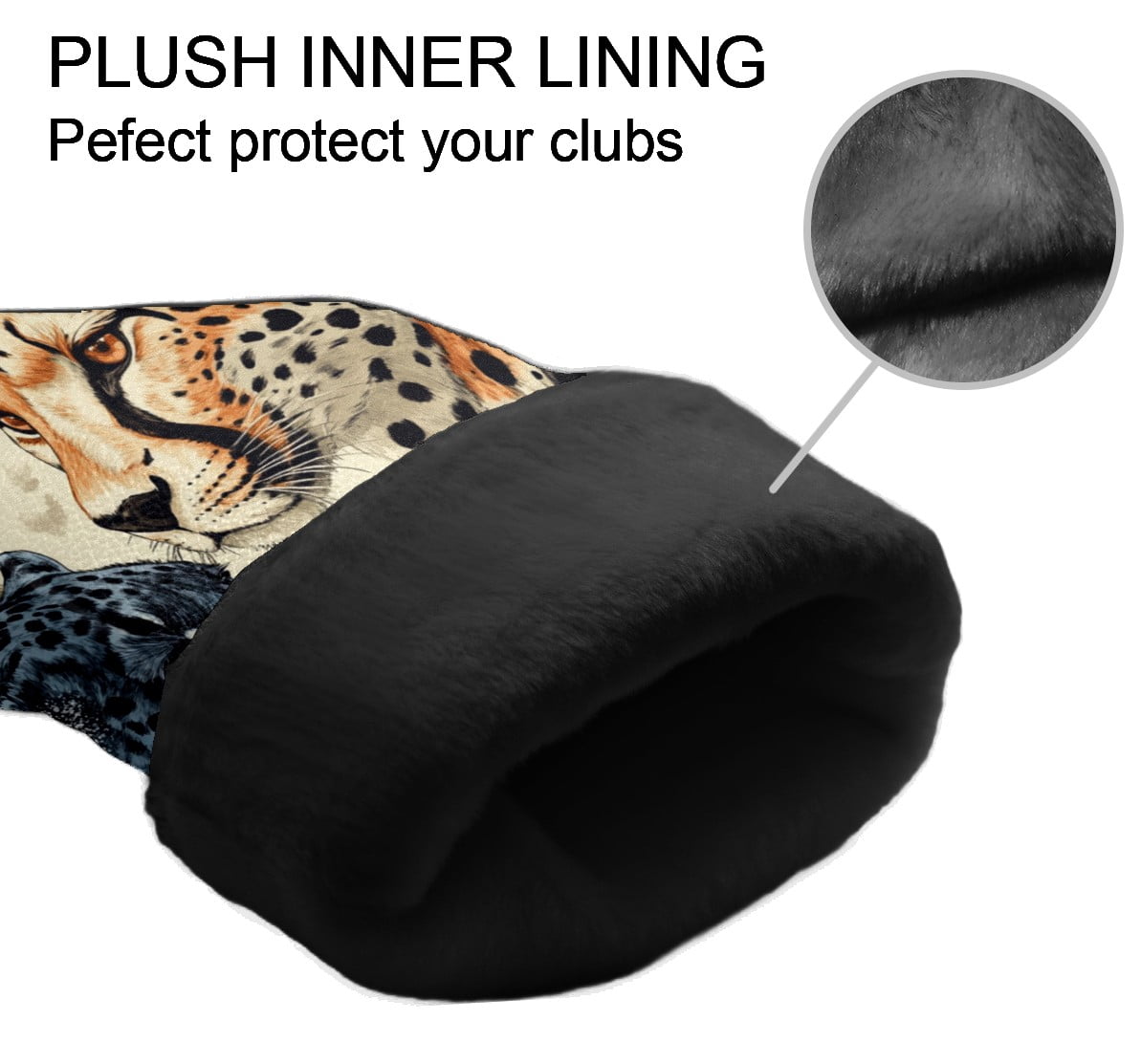 Golf Club Covers PU Leather Waterproof Head Covers for Fairway Woods Hybrids Leopard Face