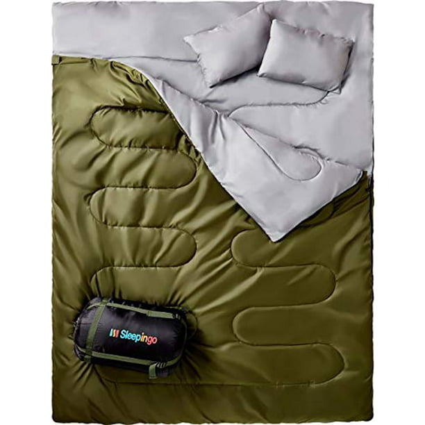 Sleepingo Double Sleeping Bag For Backpacking, Camping, Or Hiking, Queen  Size Xl Cold Weather 2 Person Waterproof Sleeping Bag For Adults Or Teens  