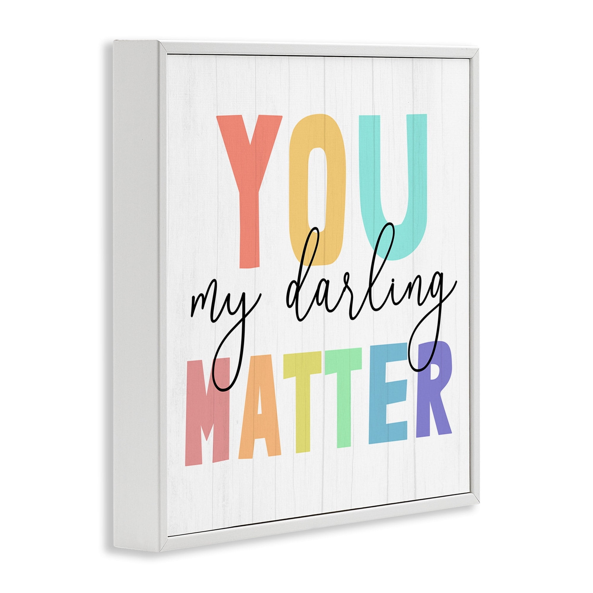 Stupell Industries You Darling Matter Rainbow Letters Striped Background,17 x 17, Design by Daphne Polselli