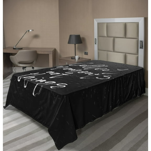 Ambesonne Saying Flat Sheet, Positive Empowering Theme, Twin Size, Dark Grey and White