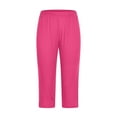 thumbnail image 4 of LADIGASU Women's Summer High Waisted Solid Color Capris Matching Slim Fitting Yoga Gym Pants, 4 of 6