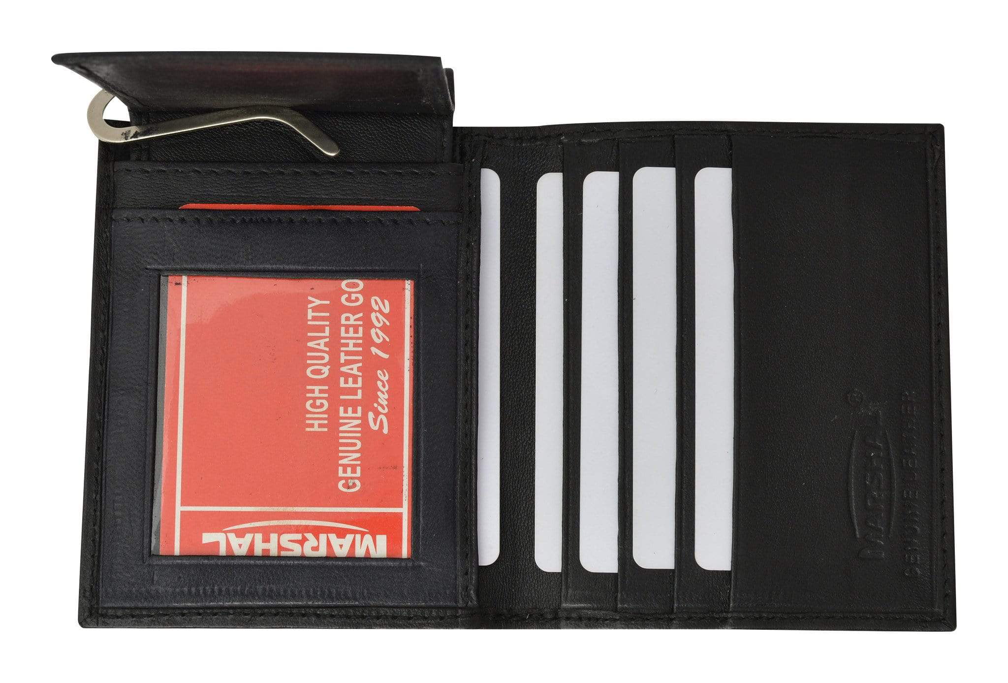 Genuine Leather Men's Bifold fastener Wallet Flap Top ID Card Front Pocket 